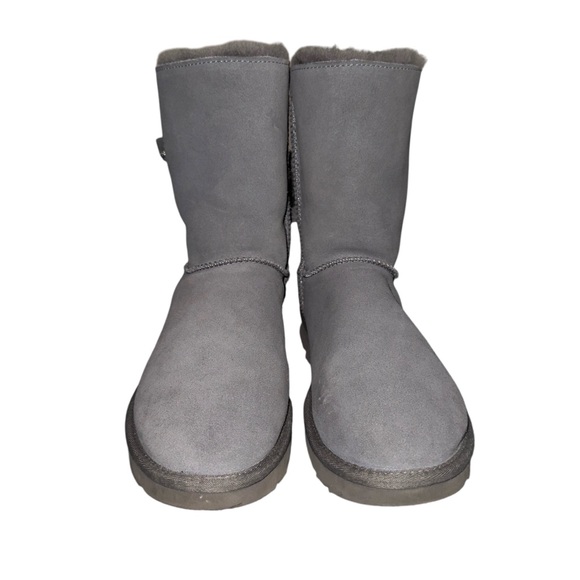UGG SHORT BAILEY BOW GREY GRAY SUEDE FUR BOOTS SIZE 11 WOMEN - Picture 7 of 11